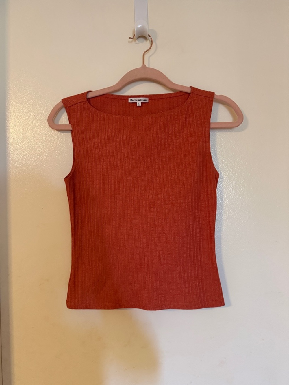 Reformation Ribbed Knit Top in Rust